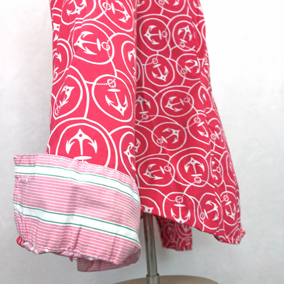 LL Bean Pink Nautical Stretchy Button Down Shirt S - Picture 3 of 5